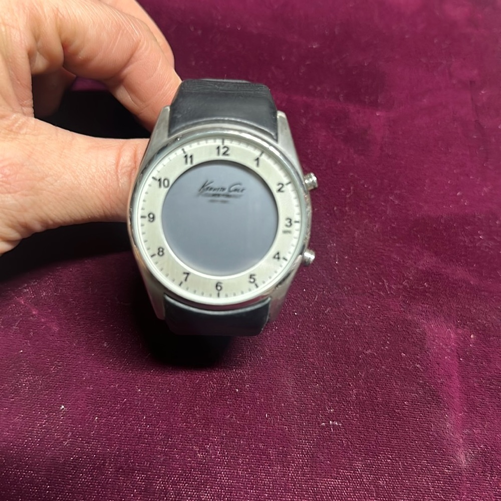 Men’s digital watch. Black leather band. New without tags.
